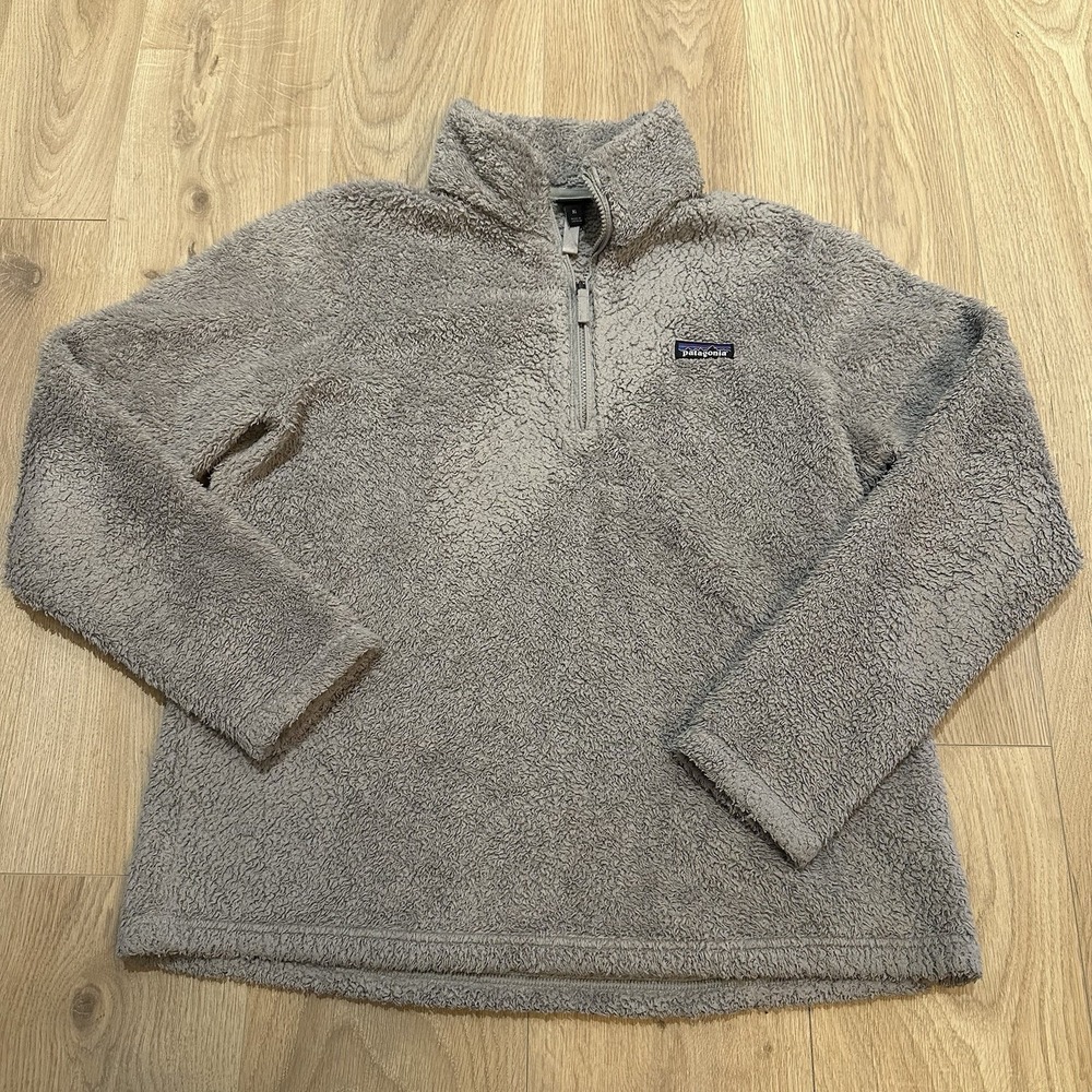 Patagonia Los Gatos 1/4 Zip Sherpa Fleece Pullover Women XL Gray Cozy Gorpcore